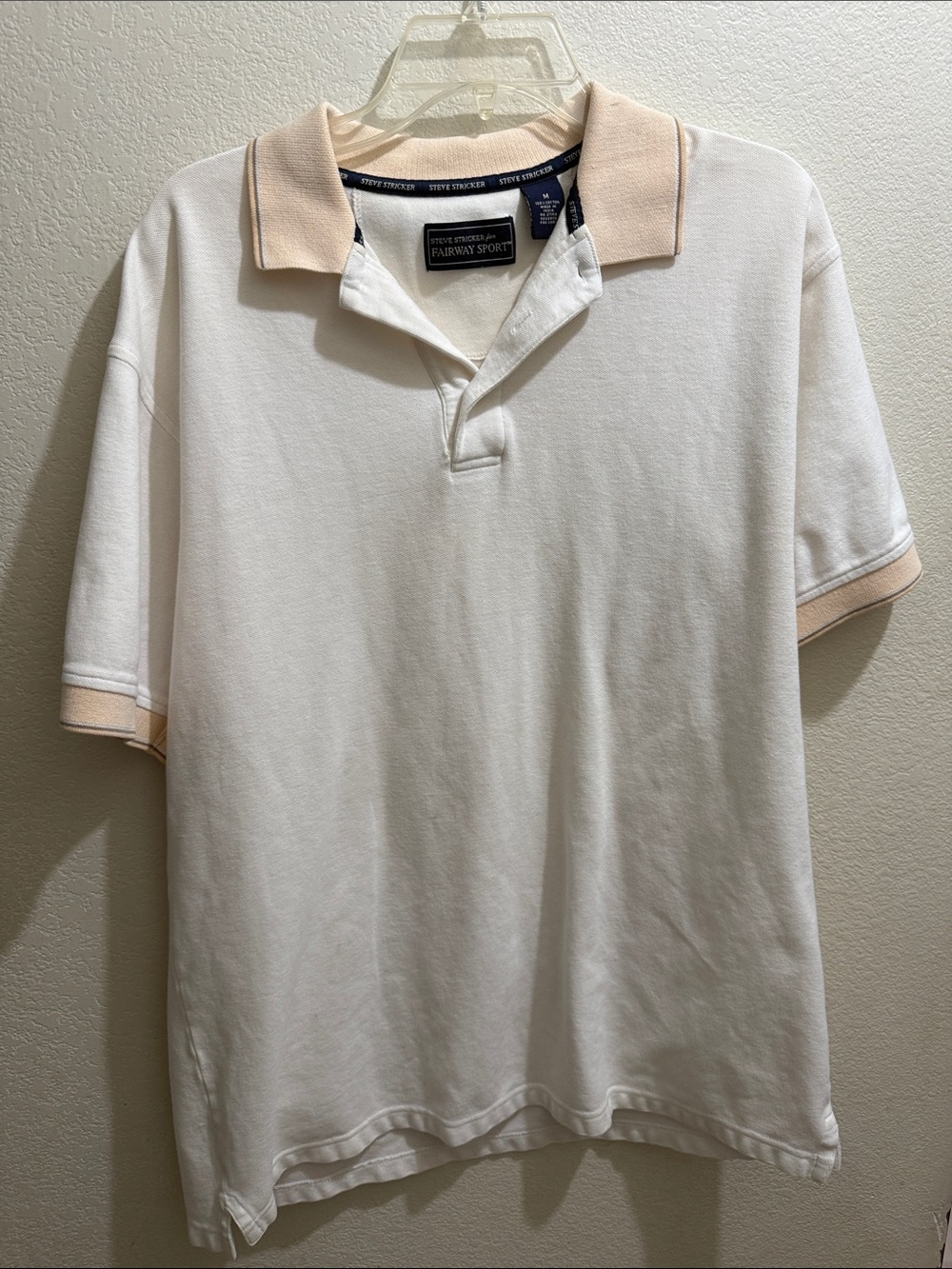 White Polo with Beige Trim